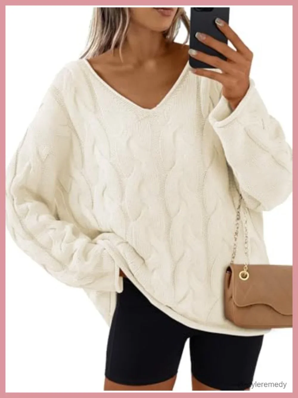 Oversized V-Neck Cable Knit Sweater, Chunky Knit Pullover, Cozy Winter Layer